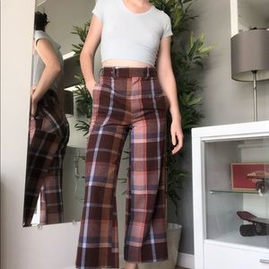 Plaid High-Waisted Pants